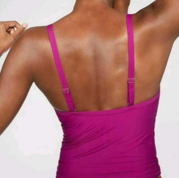 Athleta Twist Up Tankini Swim Top Size 34 B/C Pink Fuchsia Magenta NWT - Picture 2 of 12